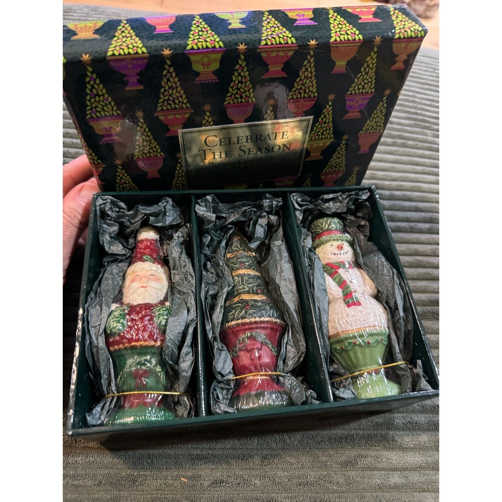 The White Barn‎ Candle Co Celebrate The Season Topiary Candle Trio Santa Snowman